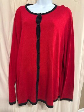Yarnworks Red Button Up Cardigan Sweater 2X Grannycore